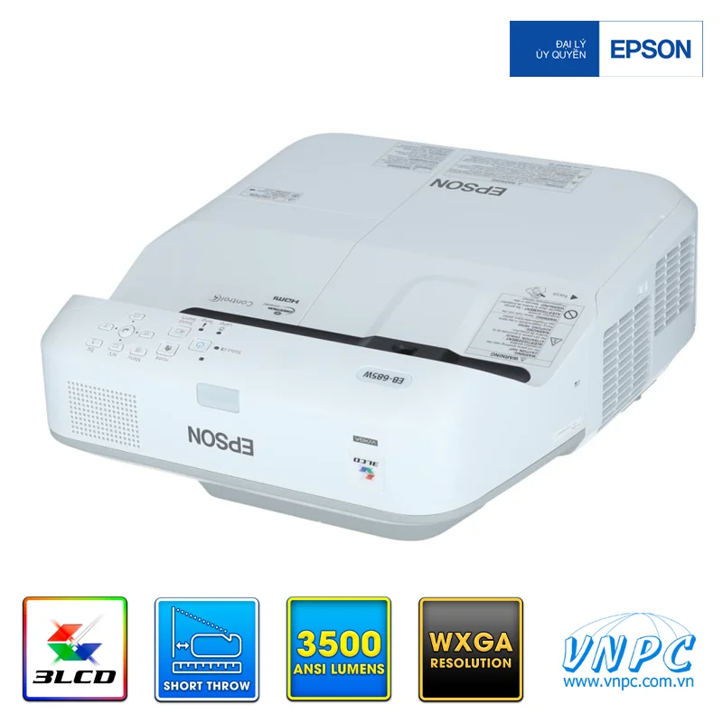 Epson EB 685W Thiết kế lắp đặt treo tường tối ưu Epson EB 685W thiết kế lắp đặt treo tường phía trên bảng giúp giáo viên và diễn giả thoải mái di chuyển sát màn hình.