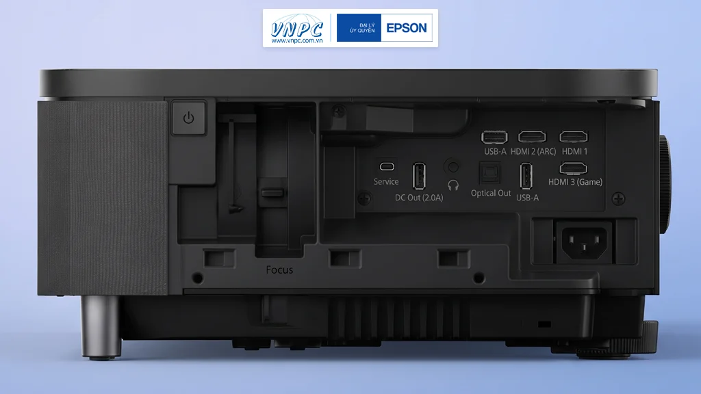 Epson EH LS800B trang bị đầy đủ các cổng HDMI Audio USB và LAN đáp ứng hoàn hảo mọi nhu cầu kết nối thiết bị giải trí.