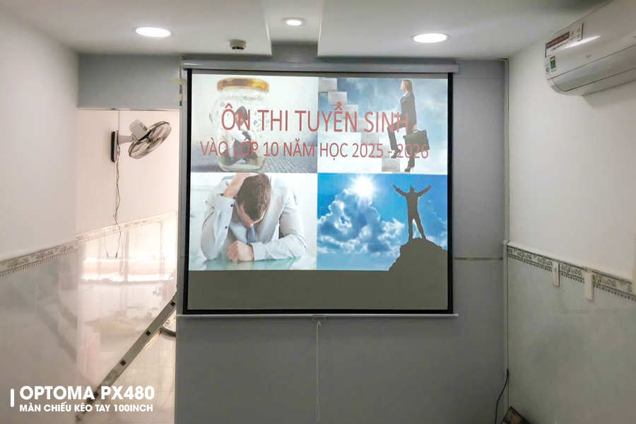 Sự kết hợp tối ưu giữa Optoma PX480 và màn chiếu 100inch