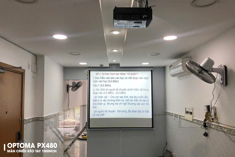 Sự kết hợp tối ưu giữa Optoma PX480 và màn chiếu 100inch