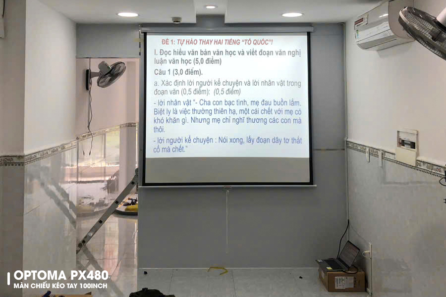 Sự kết hợp tối ưu giữa Optoma PX480 và màn chiếu 100inch