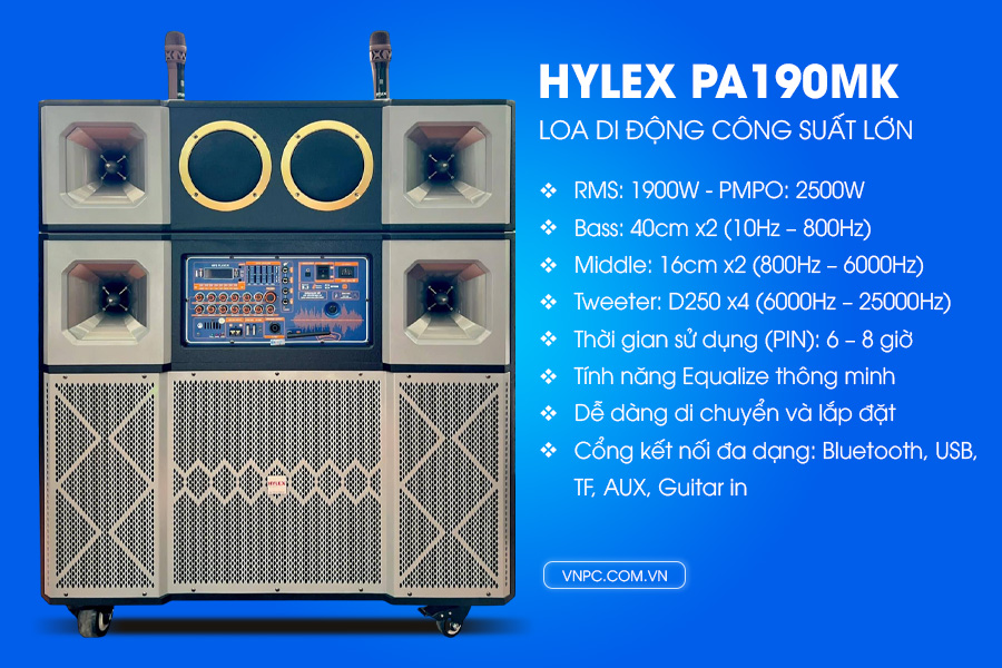 Hylex PA190MK loa di động Bluetooth công suất lớn 1900W