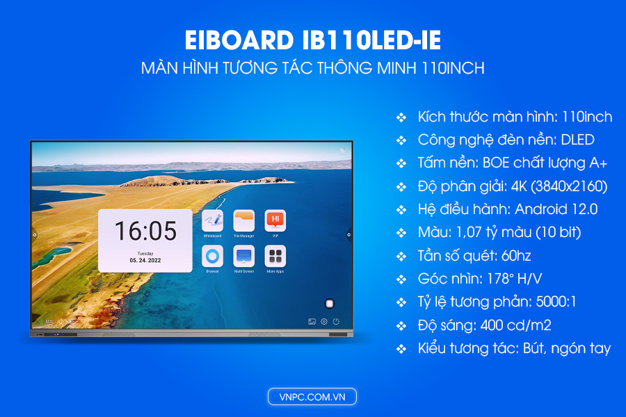 Eiboard IB110LED-IE Màn hình tương tác thông minh 110inch 4K