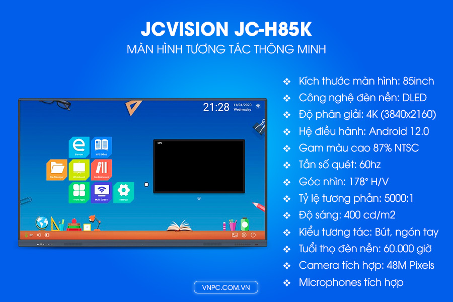 Màn hình tương tác thông minh JCVision JC-H85K 85inch 4K
