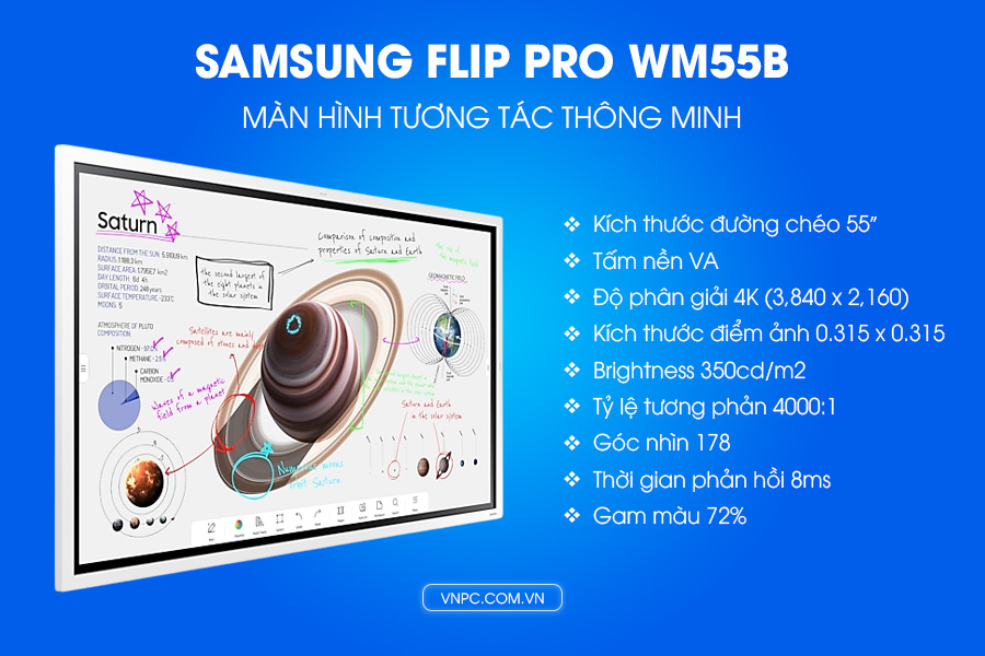 Màn hình tương tác Samsung Flip Pro WM55B