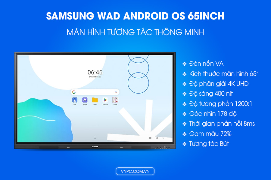 Màn hình tương tác Samsung WAD Android OS 65inch LH65WADWLGCXXS