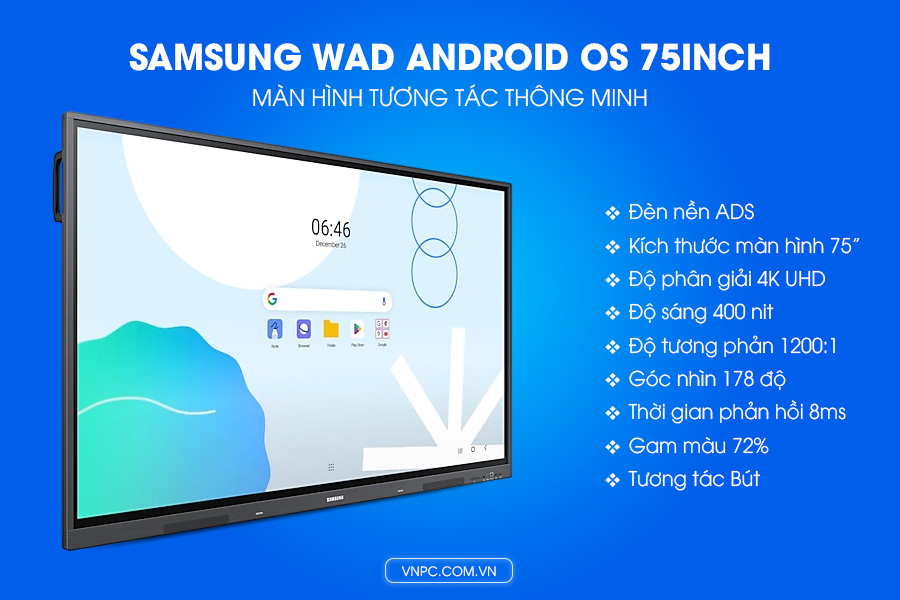 Màn hình tương tác Samsung WAD Android OS 75inch LH75WADWLGCXXS