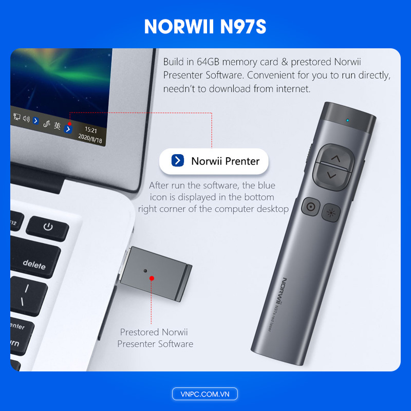 Norwii N97s bút trình chiếu Bluetooth