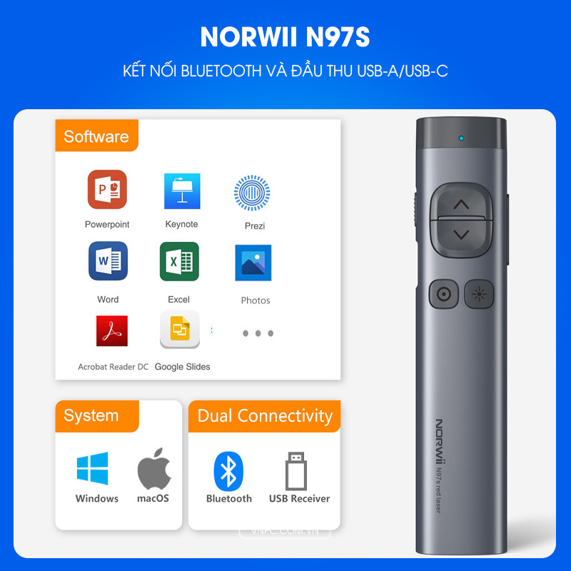 Norwii N97s bút trình chiếu Bluetooth
