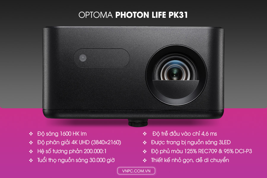 Optoma Photon Life PK31 Máy chiếu 4K UHD 3LED nhỏ gọn