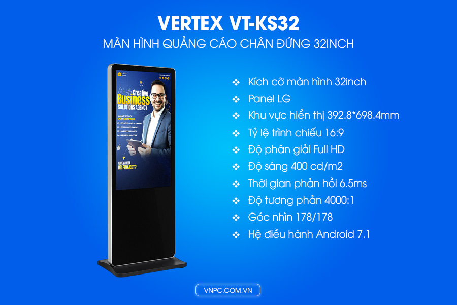 VERTEX VT-KS32 Màn hình quảng cáo chân đứng 32inch