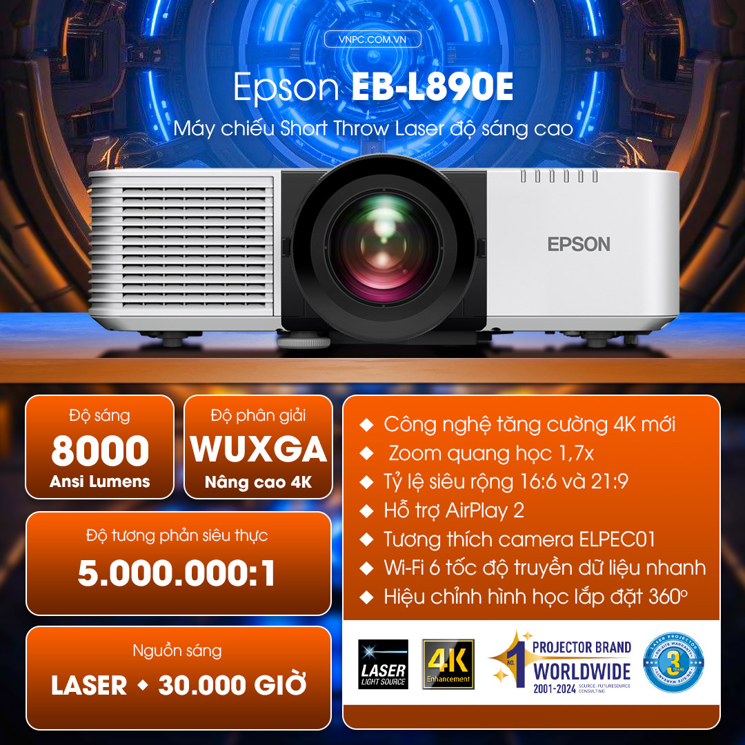 Epson EB-L890E máy chiếu độ sáng cao Laser 4K Enhancement