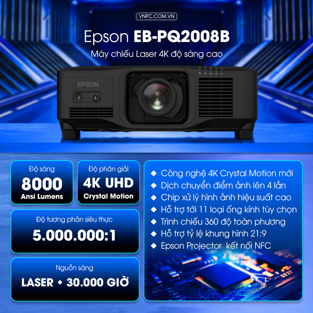 Epson EB-PQ2008B Máy chiếu Laser 4K độ sáng cao