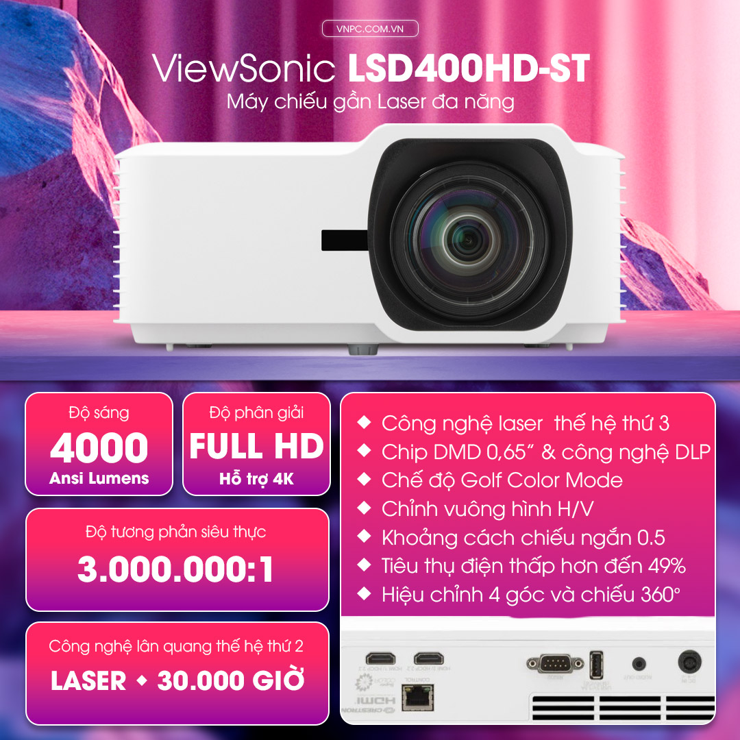 ViewSonic LSD400HD-ST máy chiếu gần Laser
