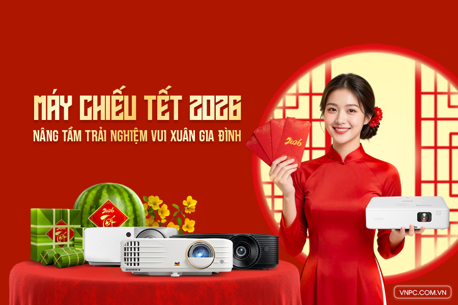 Máy chiếu Tết 2026 nâng tầm trải nghiệm vui Xuân gia đình
