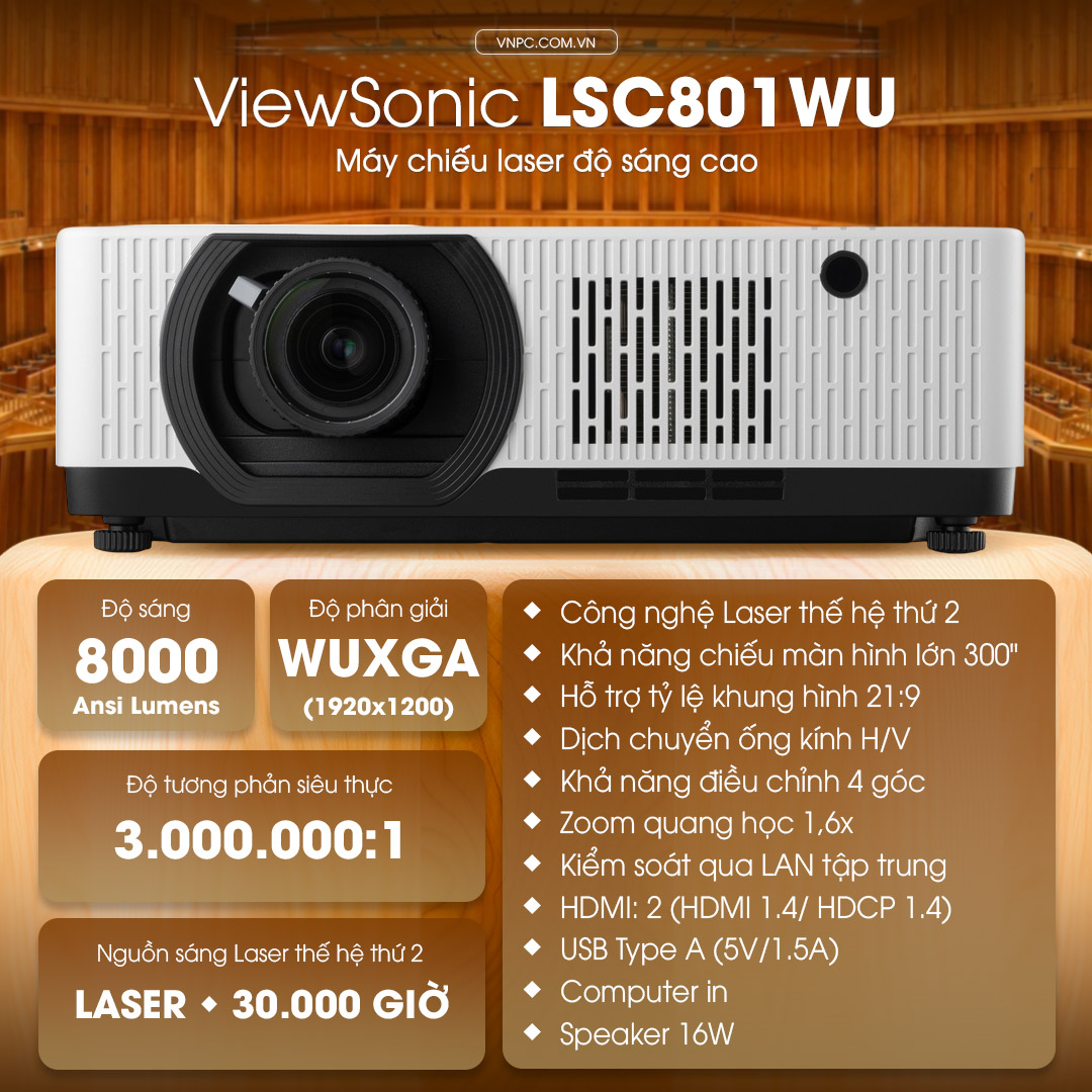 ViewSonic LSC801WU Máy chiếu Laser 8000 ANSI Lumens