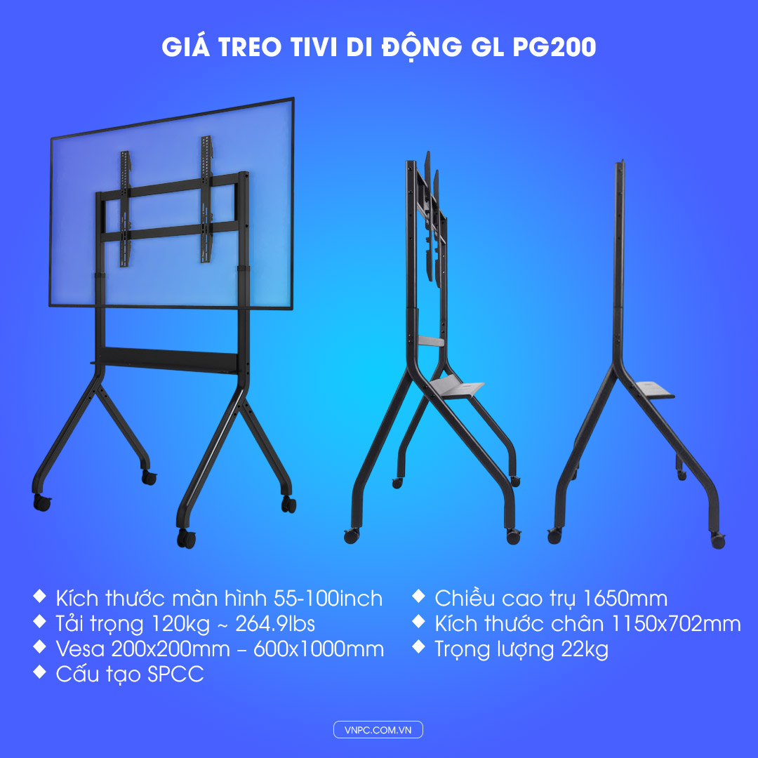 Giá treo tivi di động GL PG200 chuyên dụng cho màn hình 55-100 inch