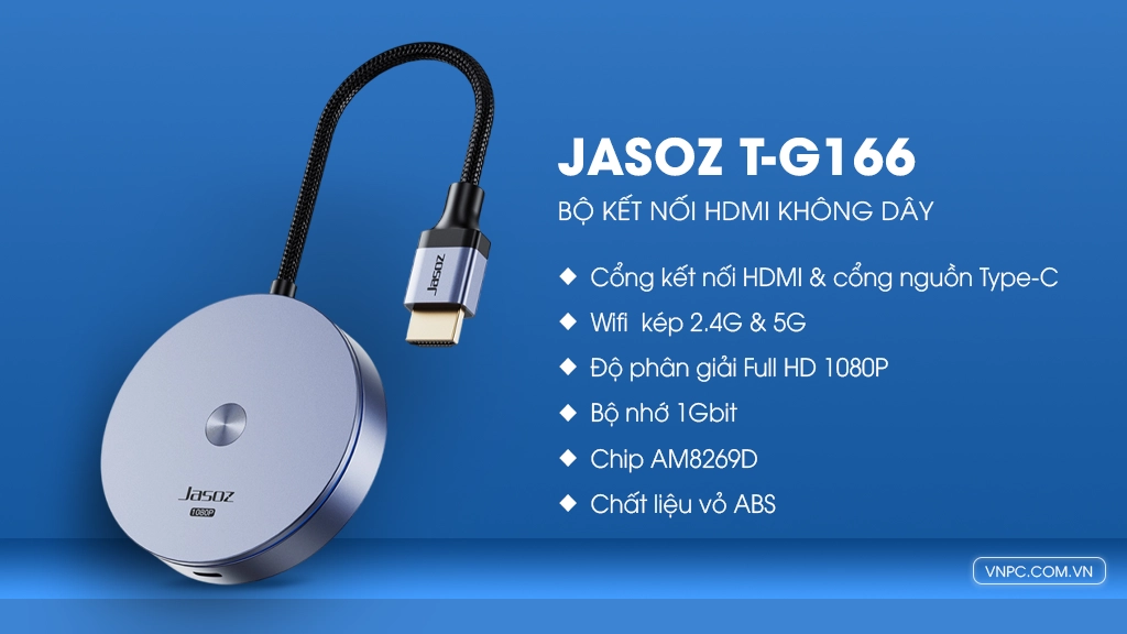 Thiết kế nhỏ gọn của Jasoz T-G166 với vỏ nhựa ABS cao cấp và cổng HDMI mạ niken chống gỉ.