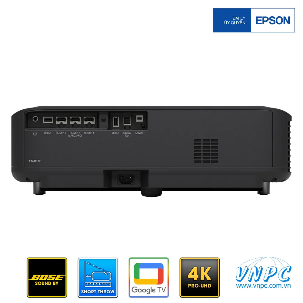 Hệ thống cổng kết nối đa dạng trên Epson Lifestudio Grand EH-LS670B Epson EH-LS670B trang bị ba cổng HDMI chuẩn HDCP 2.3 hỗ trợ eARC cổng quang S/PDIF và USB tiện lợi.